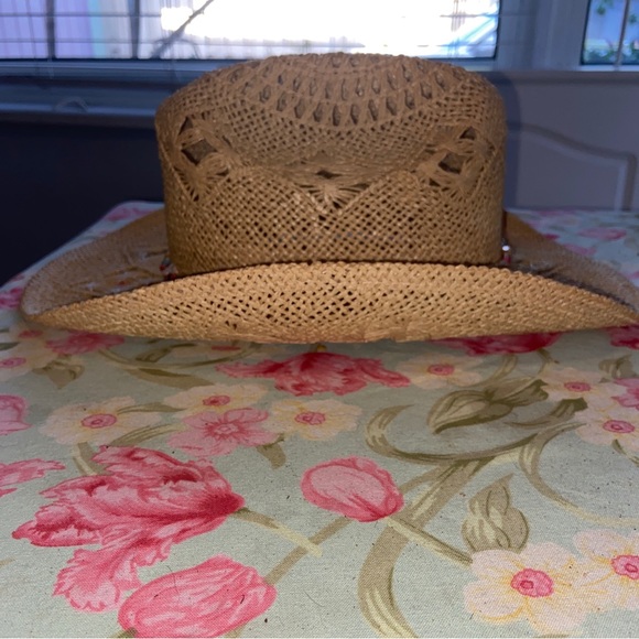 Cappelli Cowboy Cowgirl Hat Womens Western Paper Straw Boho Concert Festival - Picture 5 of 13